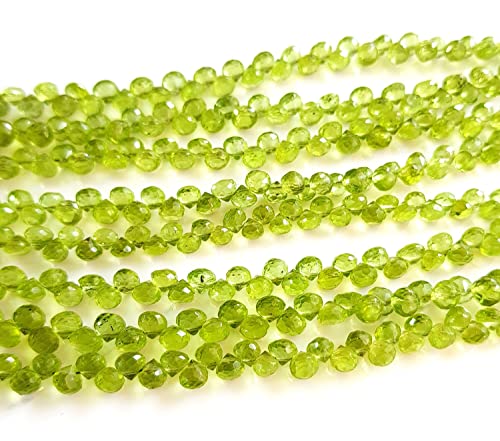 Natural Peridot Gemstone Faceted Onion Beads | Gemstone Peridot Briolette 8 Inch Strand Size - 4X4-4.5X4.5 Mmperidot Beads [Msku 38] #TOP4