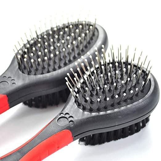Image of Woofy Double Sided Pet Brush Dog Cat Hair Grooming Coat Comb Fur Cleaner Pin Bristle For Small to Large Dogs & Cats Short And Long Hair - Pack of 1