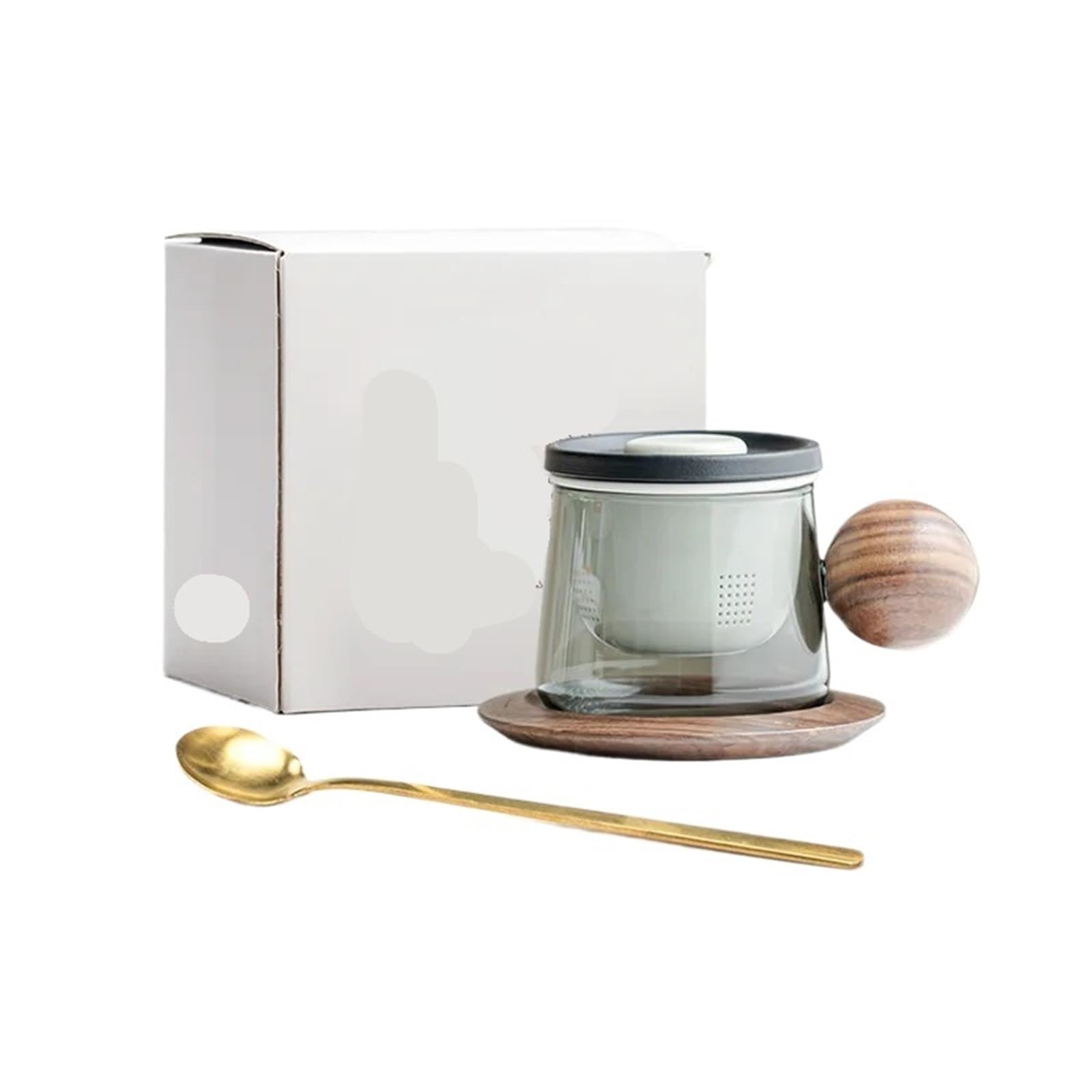 Tasse à café en verre léger de 280 ml avec filtre pour fabrication de thé, décoration de table de l'après-midi (noir)
