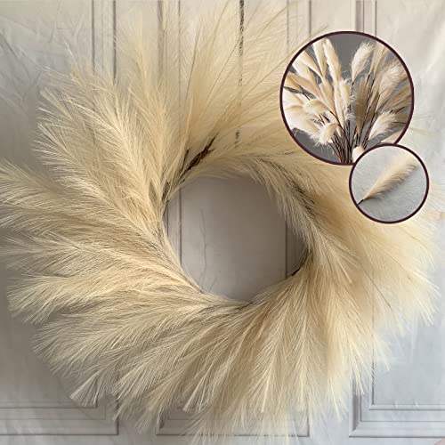 30 Inch Faux Boho Pampas Wreath Artificial Pampas Grass Wreath For Front Door Summer Front Door Wreath Blossom Cluster Flower Farmhouse Wreath On Grapevine For Wall Window Decoration Home Décor #TOP1