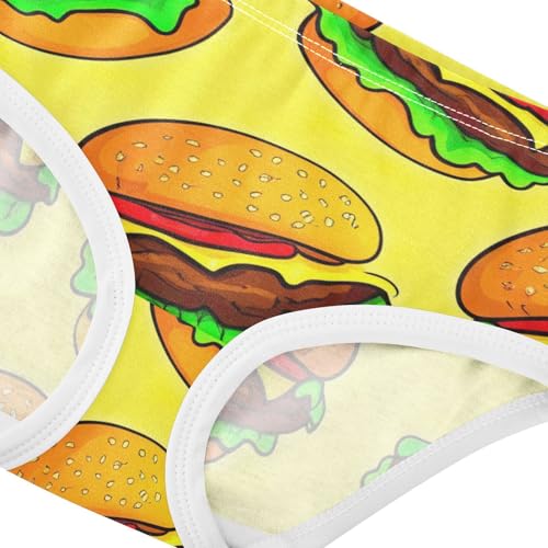 Girls Underwear Toddler 2t Cotton Panties for Girl Bright Kids Undies Briefs Cute Cartoon Hamburgers Yellow4