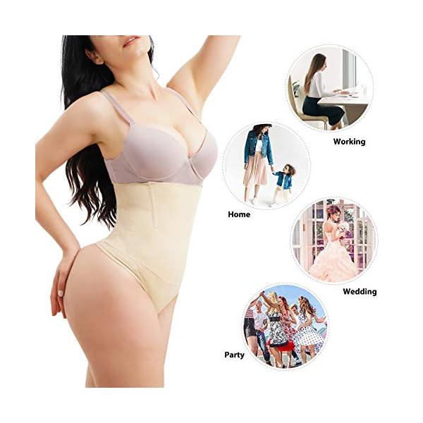 Nebility-Women-Butt-Lifter-Shapewear-Hi-Waist-Tummy-Slimmer-Thong-Panty-Seamless-Body-Shaper-Shorts Nebility Women Butt Lifter Shapewear Hi-Waist Tummy Slimmer Thong Panty Seamless Body Shaper Shorts (M/L, Beige(Thong Panty))