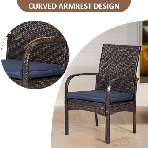 Image of Outdoor Wicker Rattan Chairs Patio Furniture Sets with Cushions, 350lbs Capacity, All-Weather Rattan Sofa Set for Garden, Porch, Backyard, 6PCS, Brown
