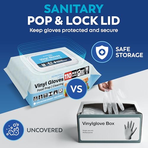 Image of Keppi 110 Pack Vinyl Gloves Clear - Disposable Latex - BPA & Powder-Free - Food Grade Gloves for Cooking Cleaning Food Prep Catering BBQ Baking & Restaurant Use - (Medium)