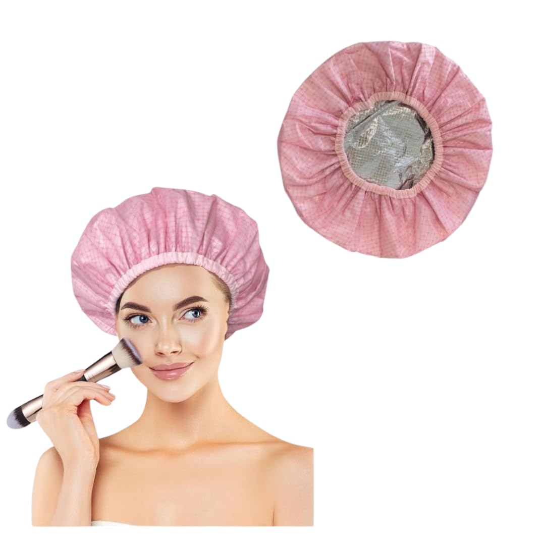 Gorro Térmico para Cabello de Tratamientos Hidratación Profunda o Tintes - Gorro 2 capas -Gorro de Papel de Aluminio- Gorro de Cuidado de Doble Capa Reutilizable-Rosa-(talla única-1 ud.) (1ud)