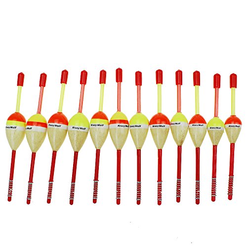 Krazywolf Day-Night Use Balsa Spring Fishing Floats,3/4 to 1 Inch,Pack of 12 - Thumbnail 3