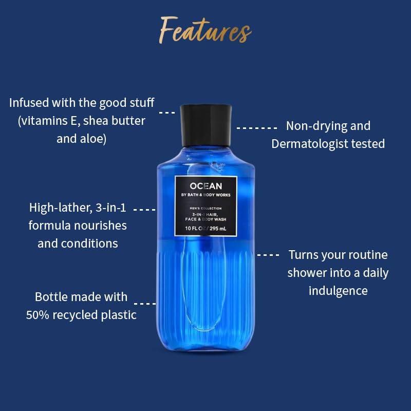 Image of Bath & Body Works Ocean 3-in-1 Hair, Face & Body Wash - 295 Millilitre