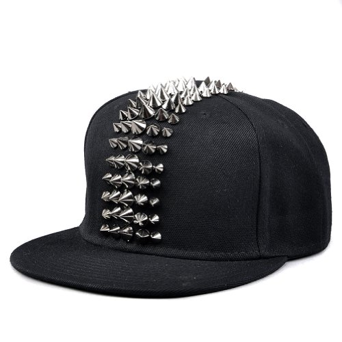LOCOMO Black Hedgehog Middle Stripe Rivet Stud Spike Spiky Snapback FFH096SIL