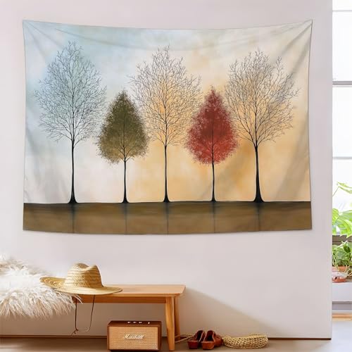 Tapiz de bosque beige de 150x230cm para pared de dormitorio moderno