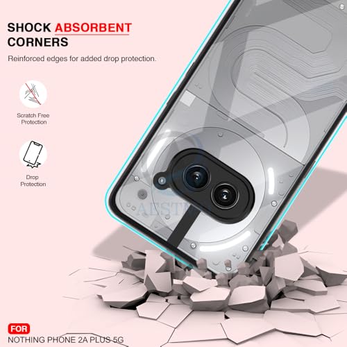 Image of AESTMO Nothing Phone 2A / 2A Plus 5G Back Cover | 360 Protection | Crystal Clear Hard Back Transparent | Bumper Case for Nothing Phone 2A / 2A Plus 5G (PC+TPU, Black Bumper)