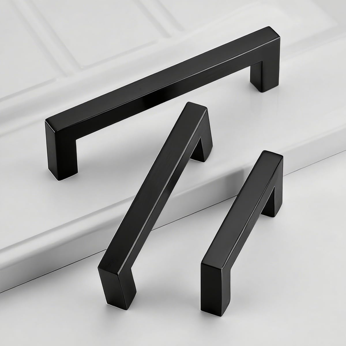 Drenky Tiradores Armarios, Negro Mate Tiradores Cocina de Acero Inoxidable 64 mm Centros de orificio Manijas de Muebles con Tornillos para Gabinete, 2 piezas