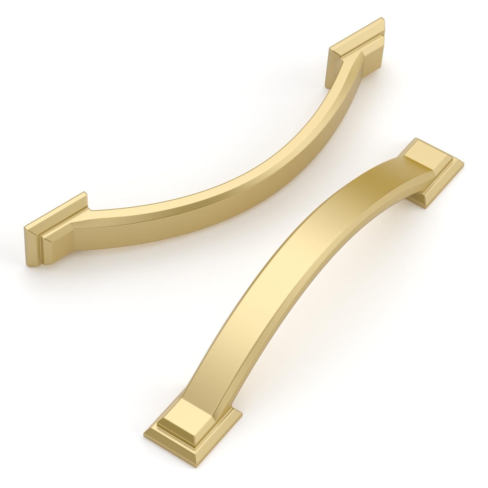 Amerdeco Confezione da 10 tiranti per armadietti in oro spazzolato da 102 mm, maniglie per hardware per mobili da cucina, maniglie ad arco per maniglie per cassetti del comò del bagno, ZH0016