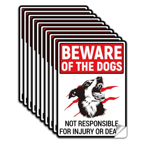WADORN 10 x Aufkleber Mit Dem Hinweisschild „Vorsicht Vor Dem Hund“ PVC Wasserdicht Selbstklebend Warnaufkleber Schilder Etiketten Für Zuhause Geschäft Drinnen Und Draußen 13x18cm