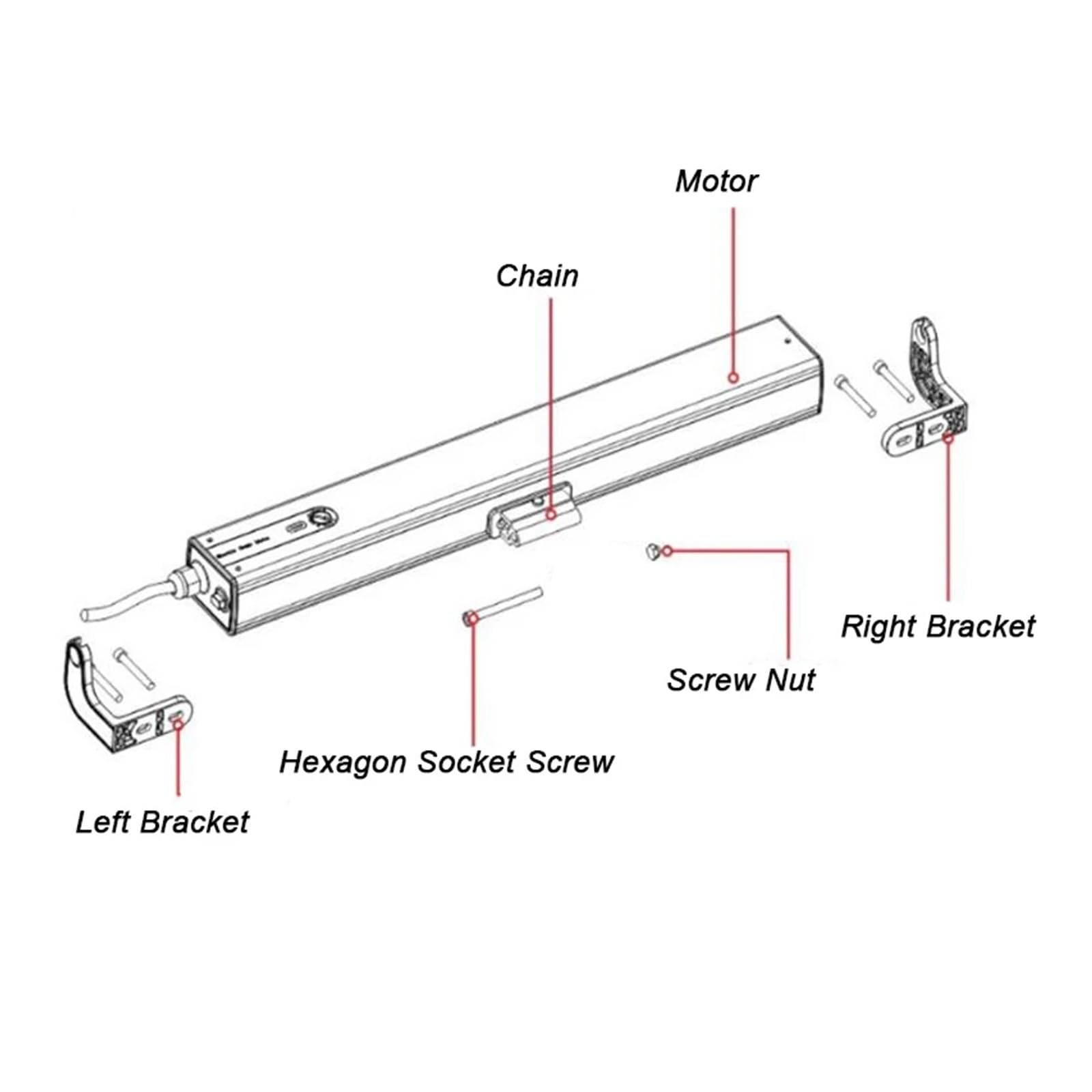 1pc Window Opener Electric AM56-L250N-400mm Stainless Steel Chain Type Electric Window Opener Sliding Door Motor