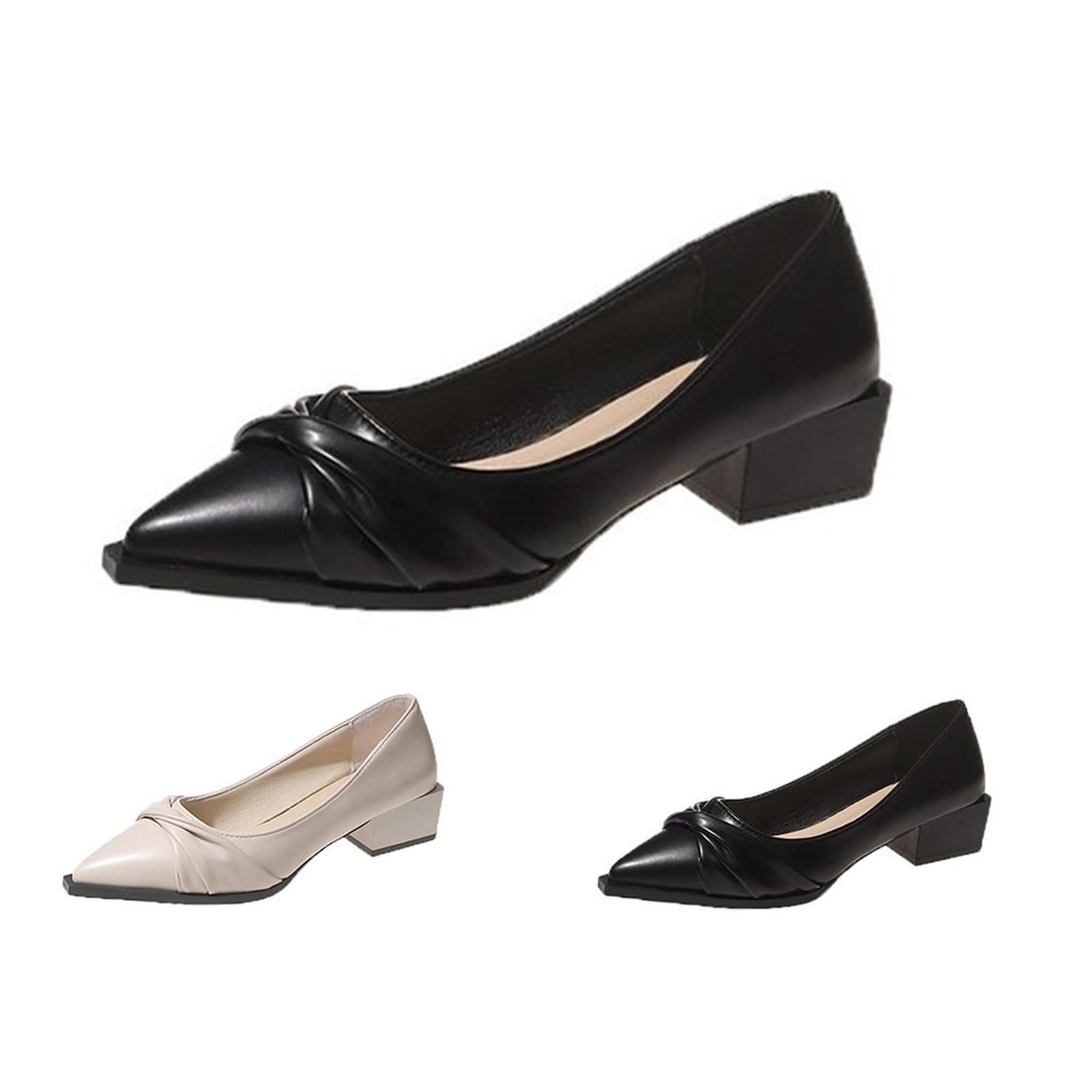 Scarpe da donna con tacco a blocco, eleganti e con punta | Scarpe basse e alte, sandali chiusi con tacco, in pelle, scarpe da lavoro, scarpe da sera