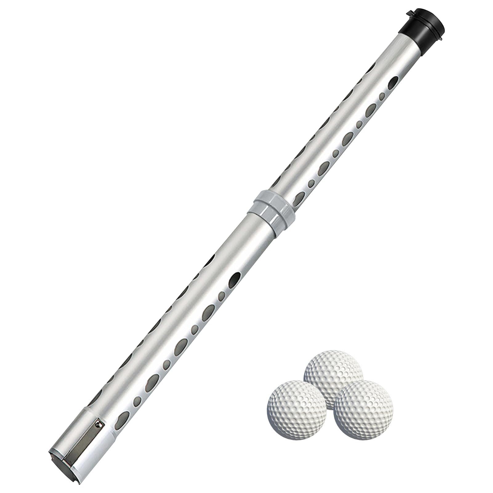 Keloc Silver Golf Ball Picker Upper - Aluminum Picker Upper Tube Golf Balls Shagger Grabber,Aluminum Shags Tube Practice Golf Ball Shagger Picker Dispenser
