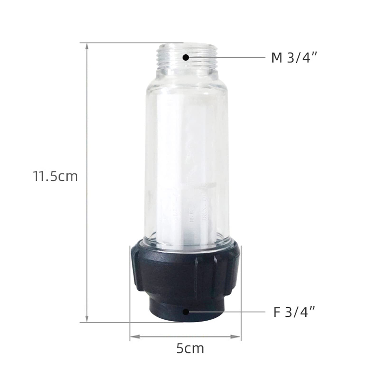 Water Inlet Filter with Clear Thread M3 4in Transparent ABS Housing Good Filtering Effect Ideal Replacement — view 2