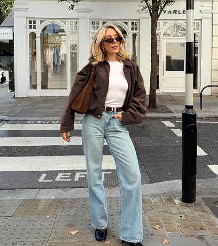 Womens Faux Suede Jackets Fall Fashion Outfits Coat Winter Clothes Open Front Cropped Jacket3