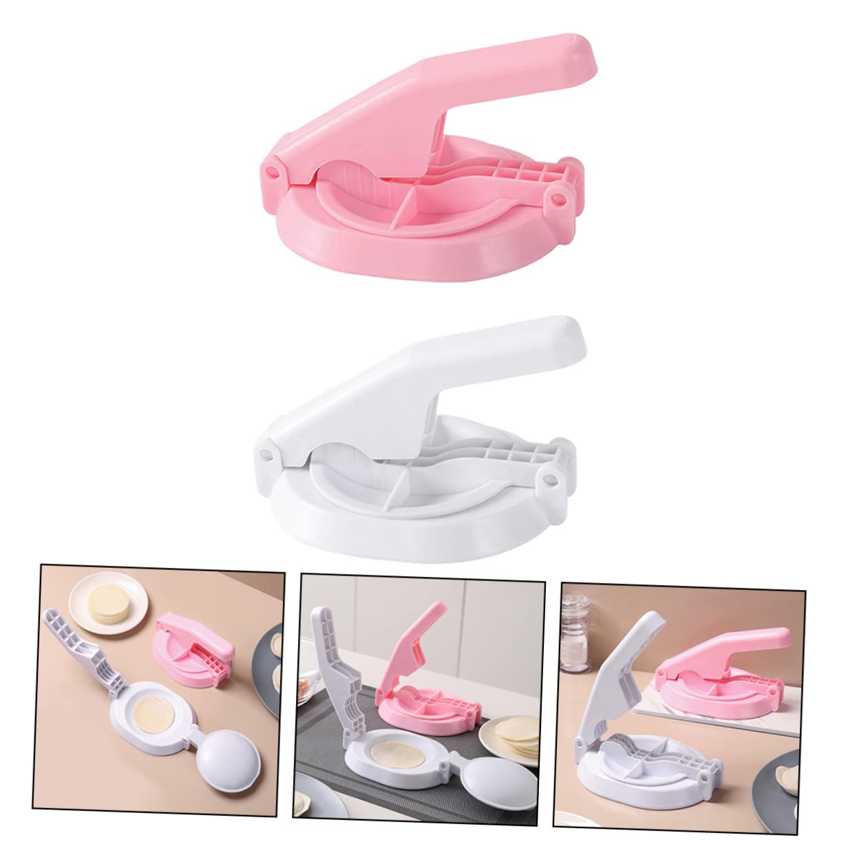 FUNOMOCYA 2-Piece Dough Wrapper Maker Dumpling Skin Press Tool Plastic Easy to Clean for Kitchen Random Color