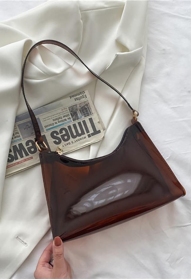 Clear Jelly Shoulder Bag | PVC Clear Chic accessory for spring fashion and travel, caramel4