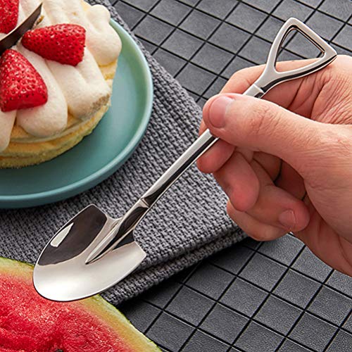 Cabilock Conjunto de 8 peças de colheres de pá de aço inoxidável para sobremesa colheres de café cri