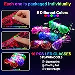150 PCS Glow in the Dark Party Supplies, 16 Foam Sticks, 16 LED Glasses, 100 Glow Sticks and 18 Finger Lights for Neon Party, Wedding, Birthday, Concert, New Year, Carnivals, Raves - Image 5
