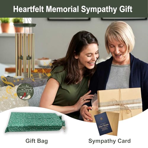 Image of Personalized Memorial Wind Chimes for Outside, Sympathy Gifts Wind Chime for Loss of Loved One, Beautiful Decor with Deep Tone, Ideal for Funeral, Remembrance & Bereavement, Produced in Texas