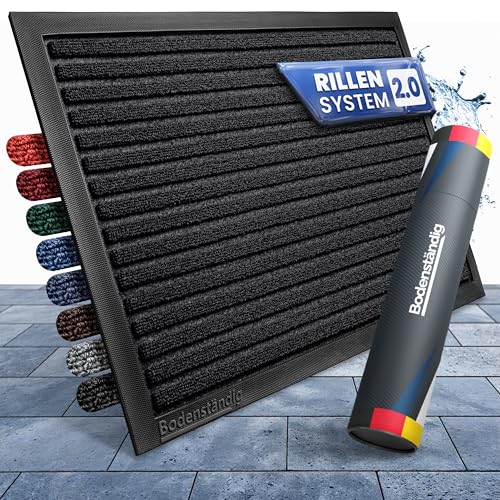 Bodenständig Fußmatte außen - extrem rutschfest & langlebig - Fußabtreter außenbereich schwarz 40x60cm - Türmatte in Perfekter Größe für die Haustür - Fussmatte aussen - Türvorleger gestreift