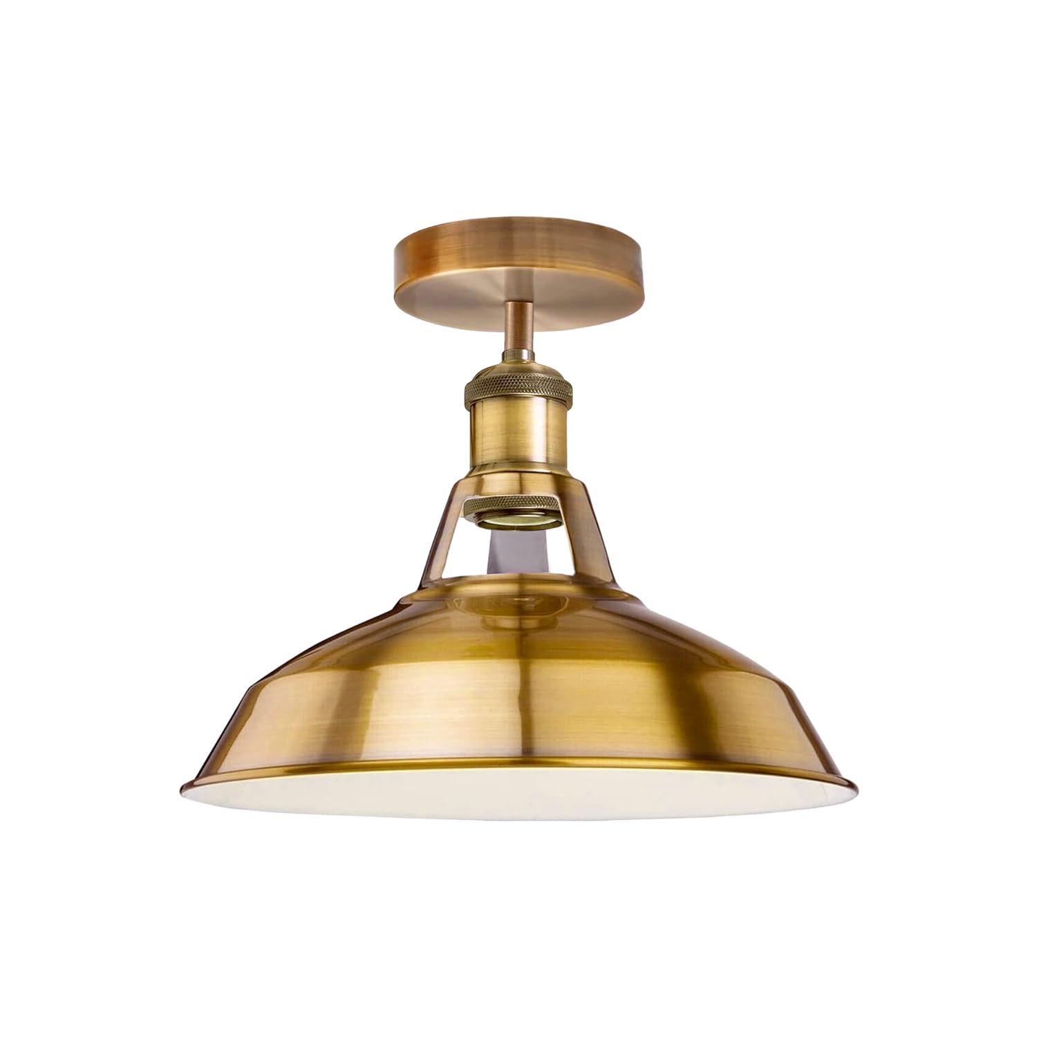 Ledsone Yellow Brass Vintage -Semi Flush Mount Ceiling Light Fitting-Industrial Style Kitchen Light Ceiling Metal 30Cm Barn Slot Farmhouse Lighting Fixture (Yellow Brass)
