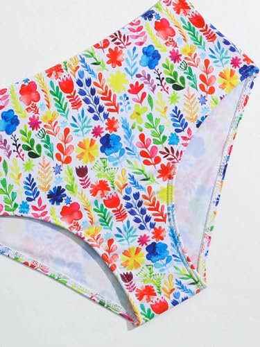 Image of Milumia Girl's 3 Piece Bikini Set Floral Print Swimwear Bathing Suit with Coverups