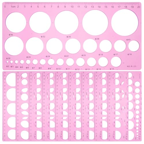 SHINEOFI 10 Unidades Plantilla de Dibujo Circular de Plástico Rosa para Proyectos Creativos y Dibujo Móvil, Adecuada Niveles