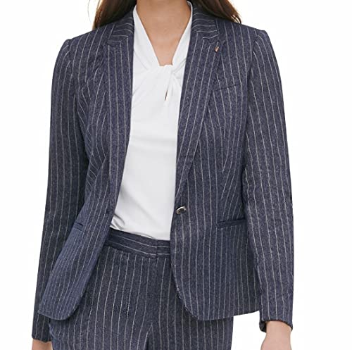 Tommy hilfiger womens pinstripe logo blazer navy 2