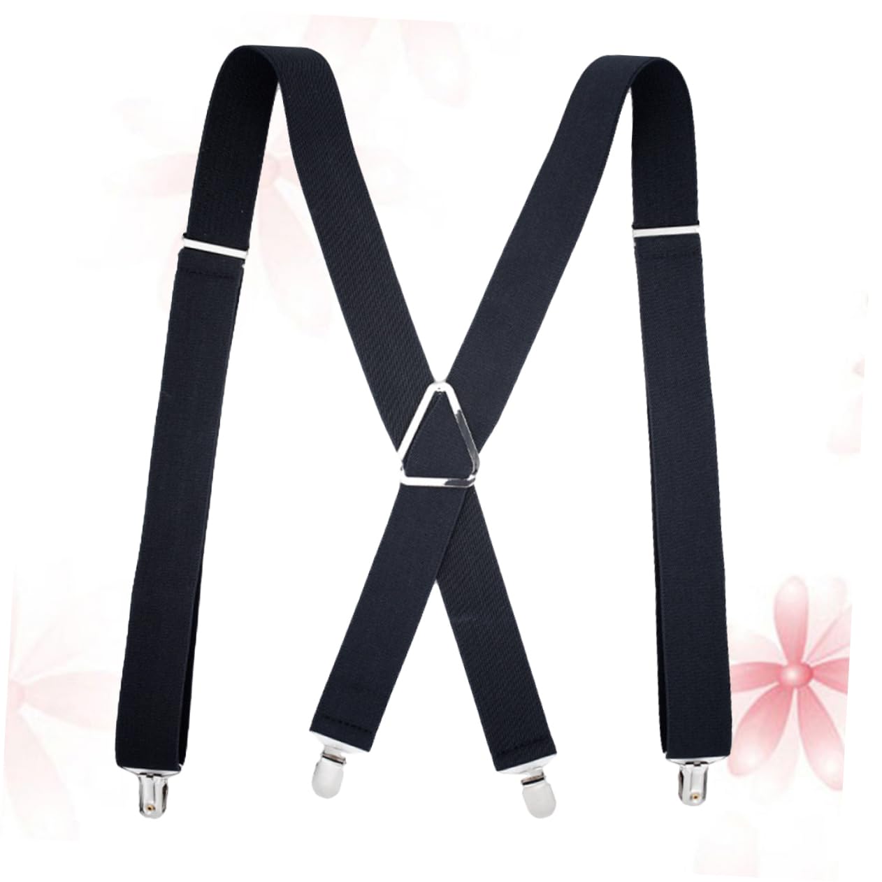 GALPADA 1Pc Adjustable X Shape Suspenders for Men Heavy Duty Elastic Braces with Strong Clips Fashionable Black Pants Strap for Casual Formal Wear
