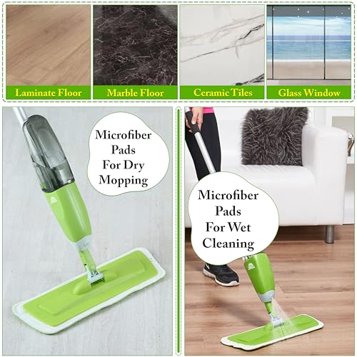 ARSUK Bodenwischer mit Sprühfunktion, Nachfüllbare 600ml Flasche und 2 Ersatzpads für schnelles Reinigen von Holz, Marmor, Laminat und Fliesen – Bild 5