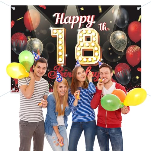 Fondo fotográfico para cumpleaños 18 años 180x115cm rojo miniatura 4