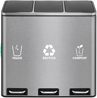 Trash Recycle Compost Stickers Set of 3 Recycle Vinyl Decal Sticker for Trash Can, Compost Bin, Recycle Bin Symbol to Organize Garbage containers or Trash cans (White, 5 Inch)