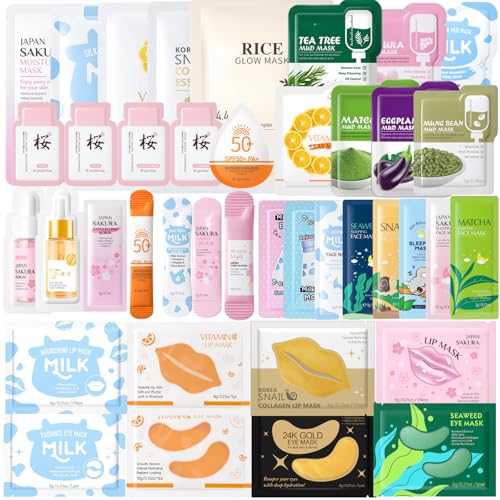 40PCS Pamper Gifts for Women Face Masks Skincare Set Luxury Care Kit Teenage Girls Gifts Skincare Set with Face Mask&Cream Lip Masks Eye Patch Care Package Gift Sets for Women Moisturising Nourish