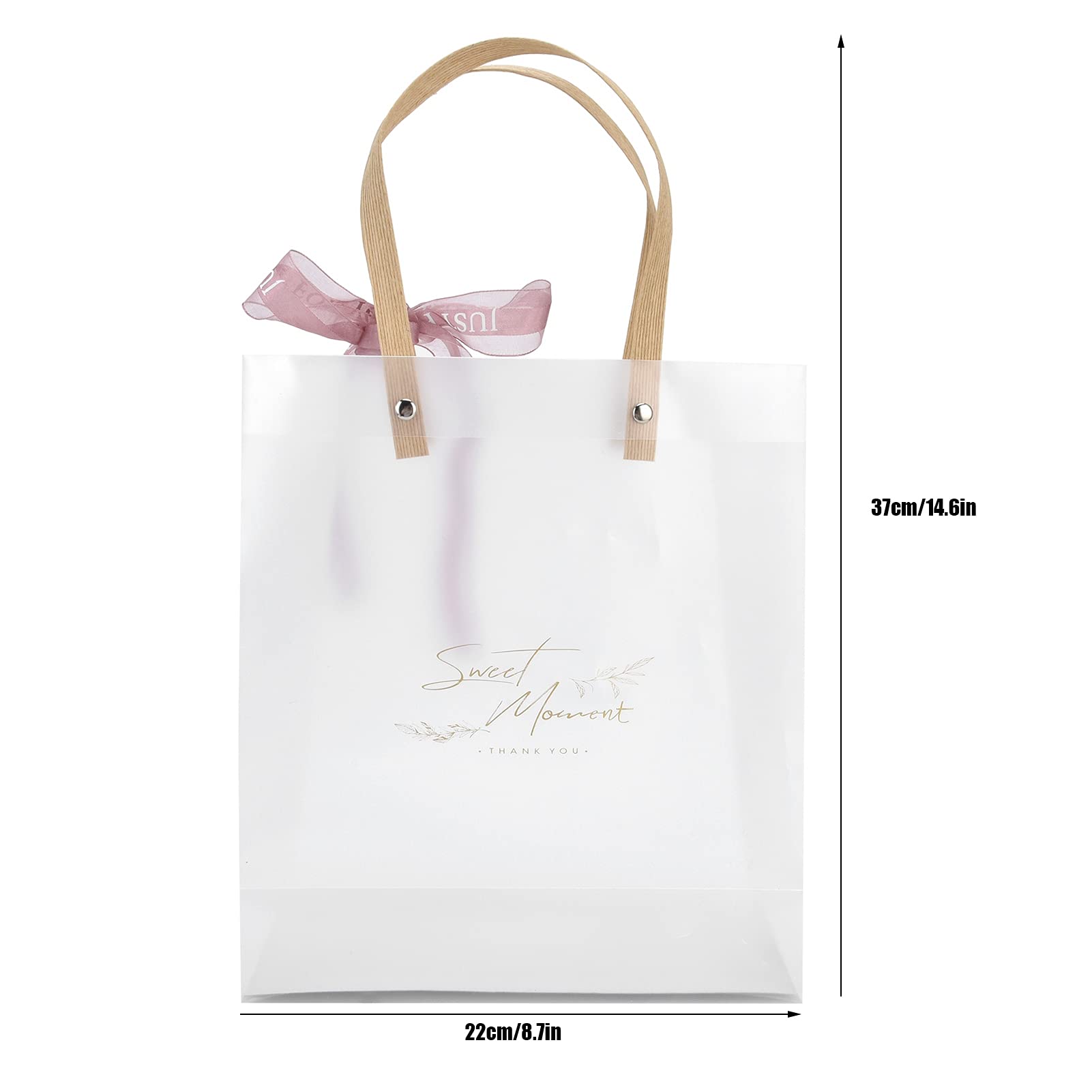 10 Sacchetti Regalo Trasparenti In PVC Con Manici Rossi E Fascette – 17,5x9,5x19,5 Cm, Riutilizzabili, Per Matrimoni, Compleanni, Shopping