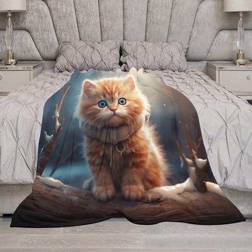 Manta de franela de gato reversible para sofá cama pequeña de invierno 7