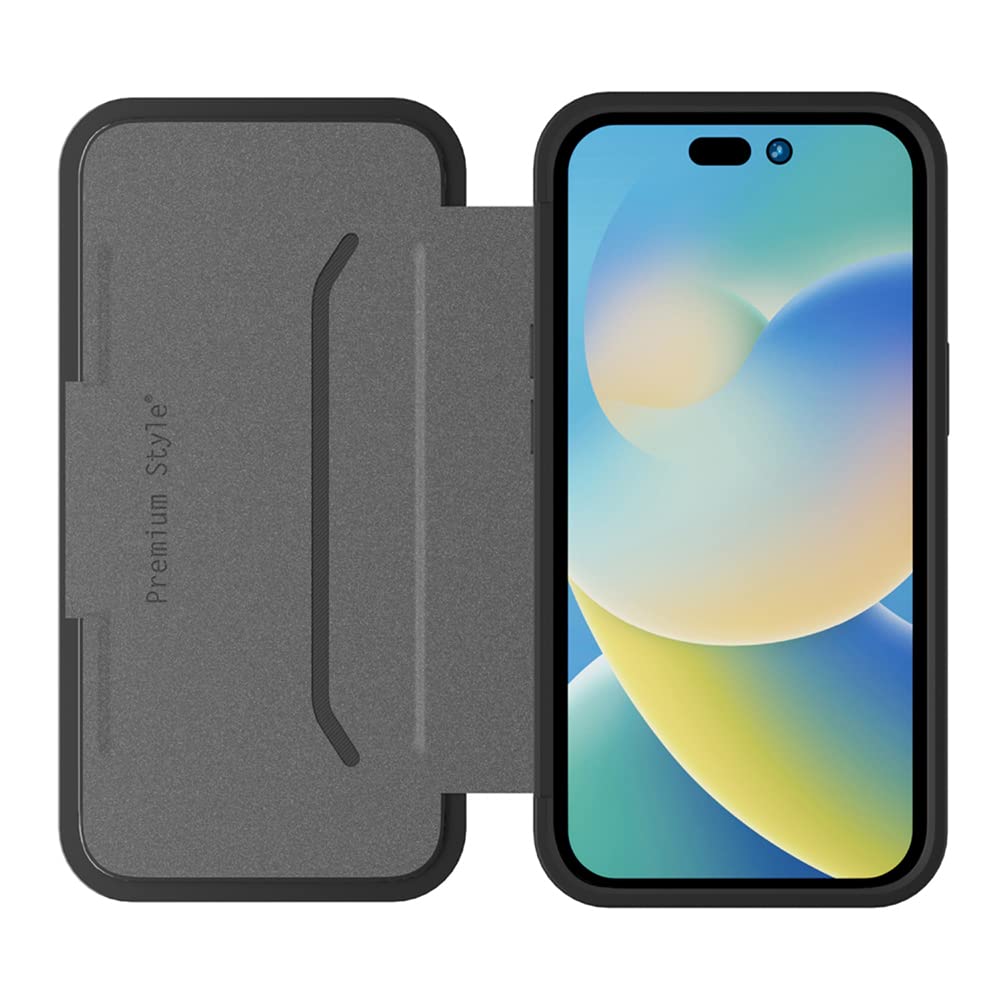 Premium Style iPhone14Pro 用 ハイブリッドフリップケース [ブラック] PG-22QHF01BK