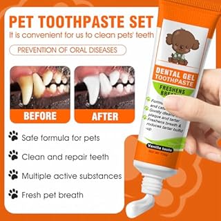 Spazzolino e Dentifricio per Cani, Dentifricio Gatti, Dentifricio Cani, Dentifricio Cane, Include uno Spazzolino da Denti per Prevenire la Placca e il Tartaro e Rinfrescare l'Alito, 100G