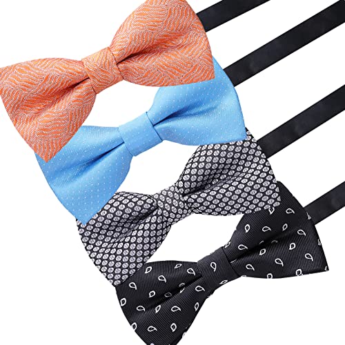 Image of AUSKY 8 PACKS Elegant Adjustable Pre-tied Bow Ties for Men Boys (1&4&5&6&8 Pack for option)