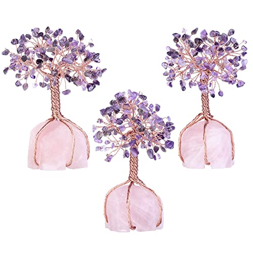 Mookaitedecor Amethyst Crystal Tree, Raw Crystals Rose Quartz Base Bonsai Money Tree For Wealth And Luck #TOP4
