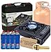 Camping Gas Portatil con adaptador de Bombona + 4 Cartuchos, Pack Hornillo + 4 Cartuchos, Hornillo Camping Gas Portátil, Cocinal, Infernillo, Fogareiro
