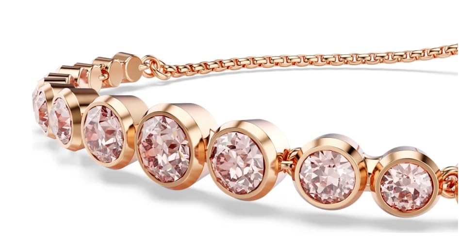 Swarovski Imber Tennis bracelet Mixed round cuts, Pink, Rose gold-tone plated3