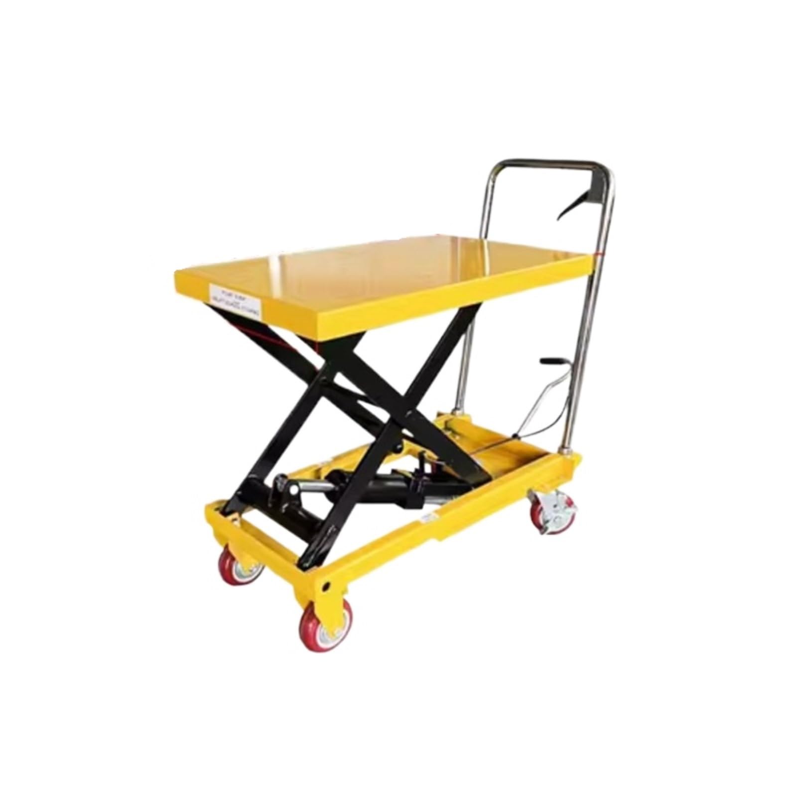 Wózek hydrauliczny z hydraulicznym wózkiem nożycowym Podnośnik ręczny z pojedynczym nożycowym do przenoszenia materiałów żółty(350 kg 1,3 M)