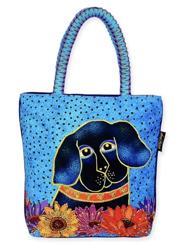 Laurel Burch Matisse in Flowers Black Lab Dog Medium Tote, 10