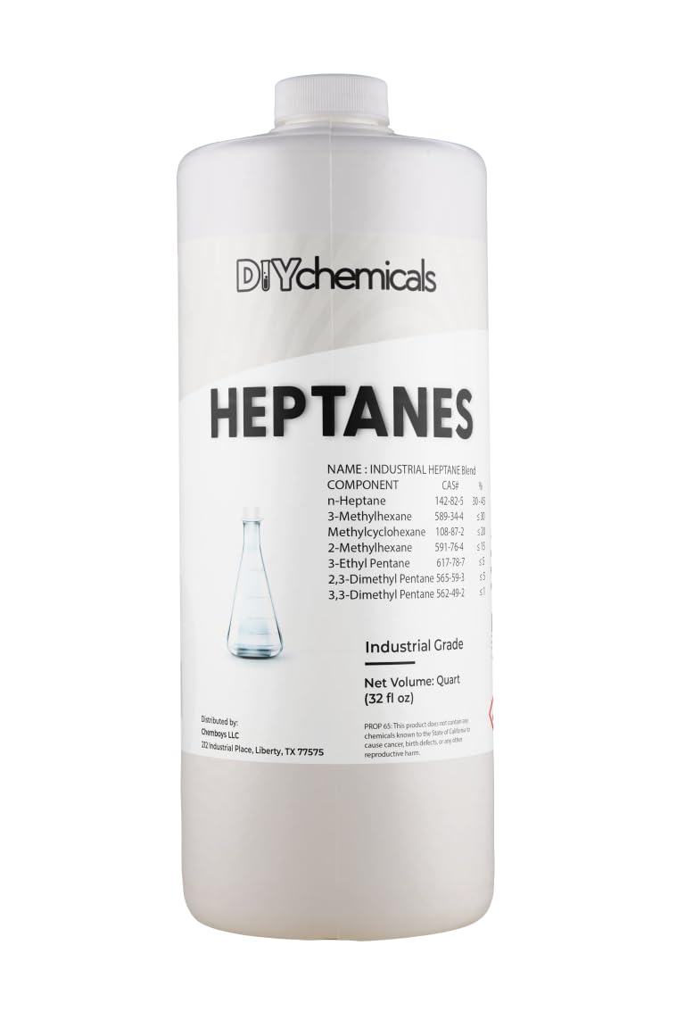 DIYChemicals Heptanes –- Industrial Grade Heptane Industrial Nonpolar Solvent for Cements, Ink, Extractions - Made in USA - 5 Gallon