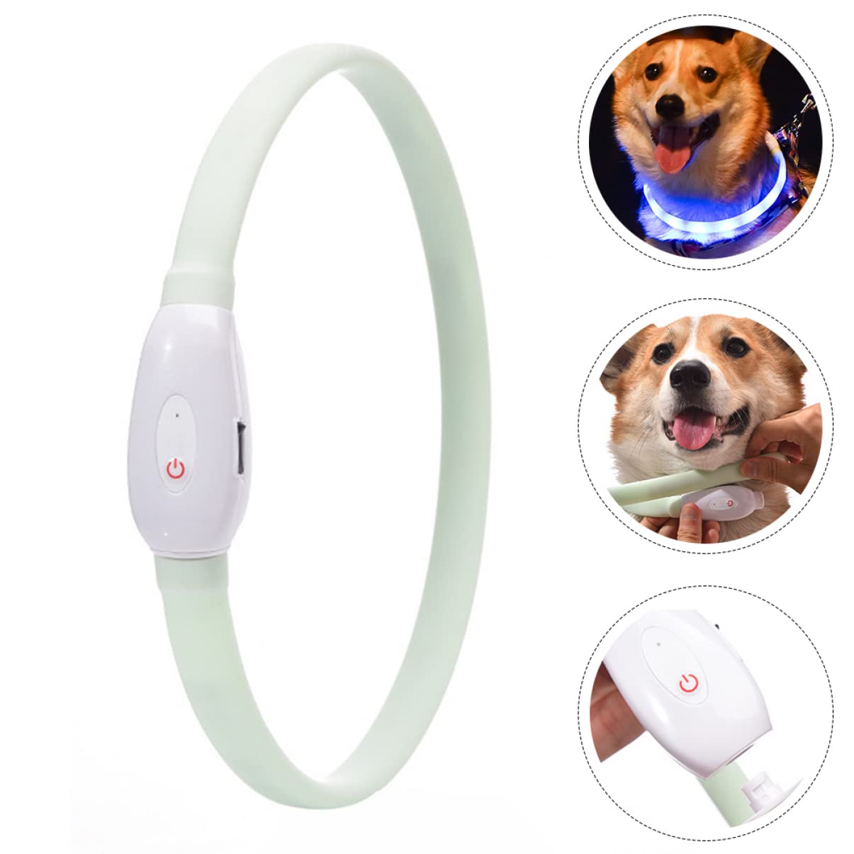 BESPORTBLE 3juegos Collar Led para Perros USB Recargable y Visibilidad Nocturna para Mascotas