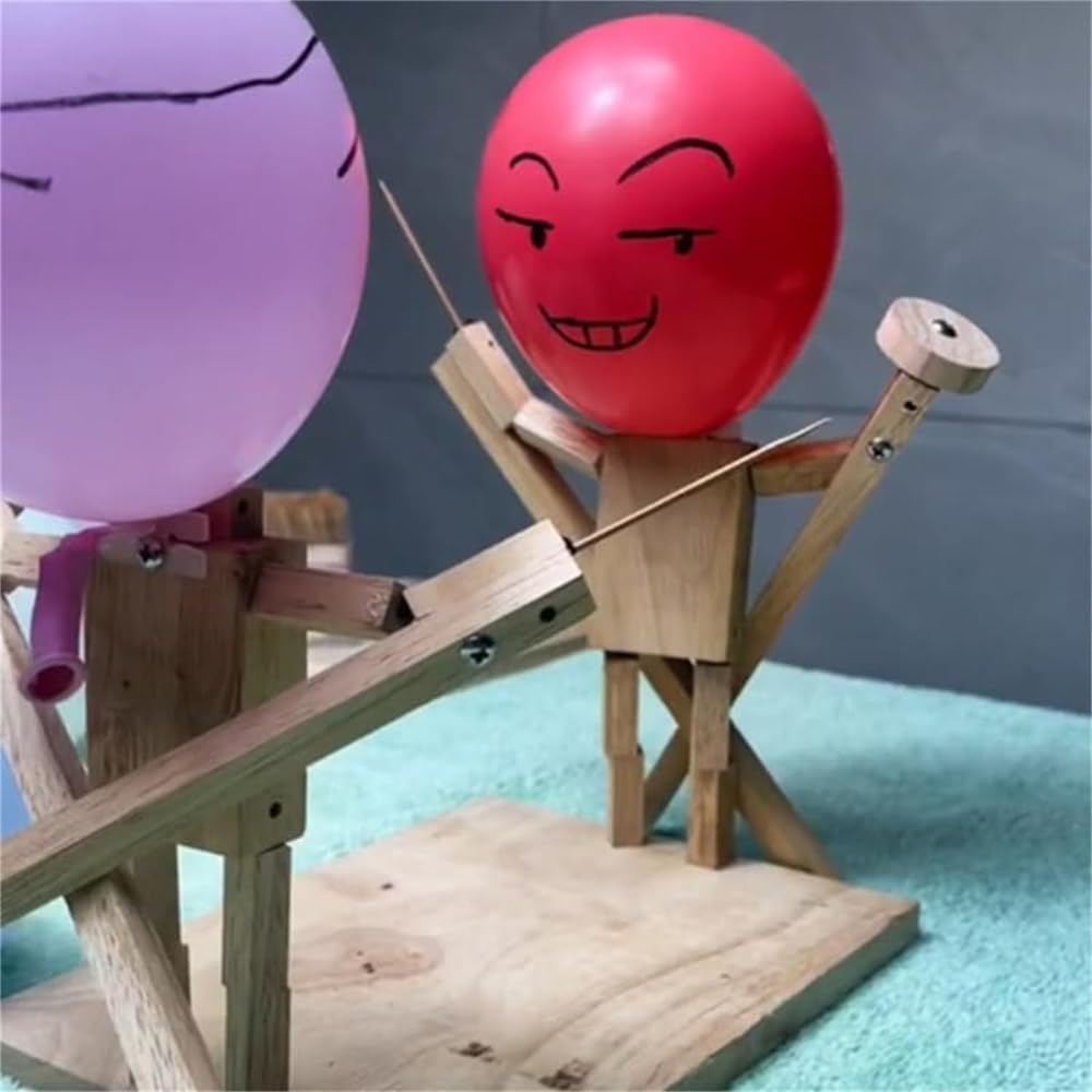 Namvo Balloon Bamboo Man Battle - Juego de esgrima de Mesa de Madera para Dos, Incluye 100 Globos, Divertido Duelo Interactivo con Amigos, Ideal para reuniones sociales y Eventos